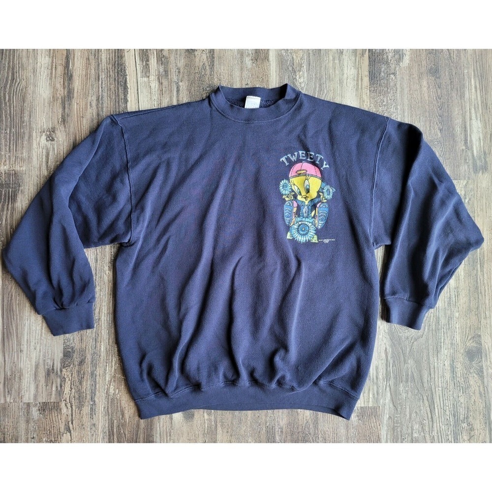 Vintage 1995 Looney Tunes Tweety Bird Sweatshirt Graphics on front and back- XL